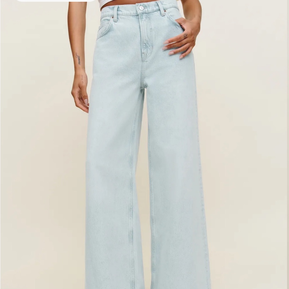 Reformation Blue Flare Wide Leg Jeans
